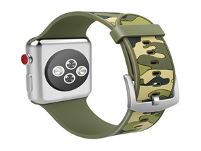 厂家定制适用于苹果军绿色迷彩硅胶表带watch单色硅胶iwatch1/2/3/4代通用表带现货